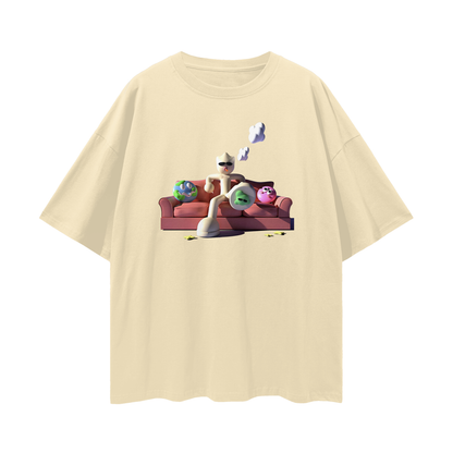 Clay Man On Couch Graphic Oversized T Shirt