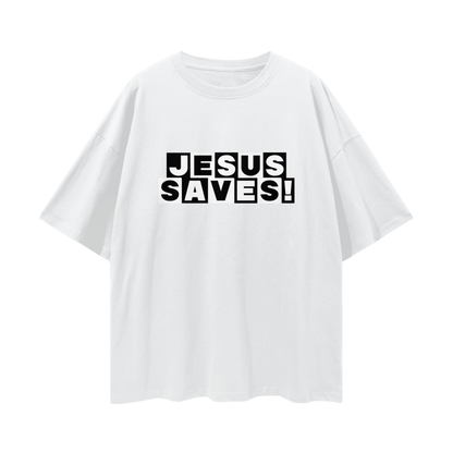 Religious Jesus Saves Cartoon Network Like Graphic Oversized T Shirt
