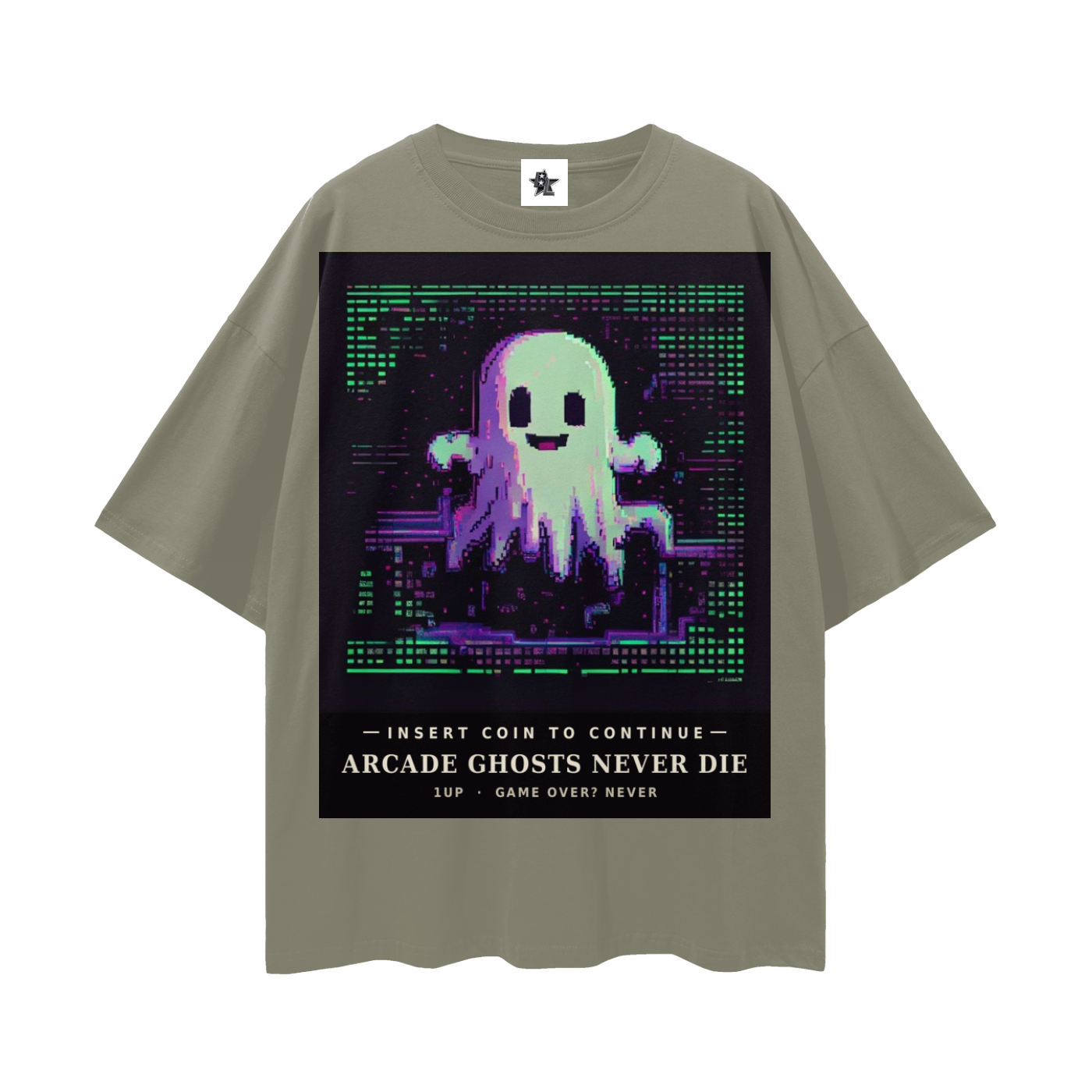 Arcade Ghosts Never Die Tee - Insert Coin | Y2K Pixel Retro Gaming Oversized Graphic Tee