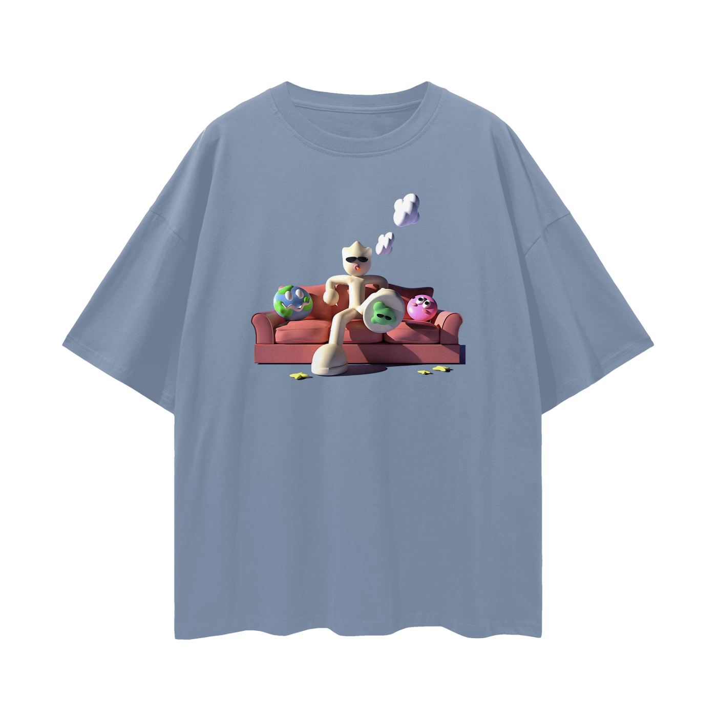 Clay Man On Couch Graphic Oversized T Shirt