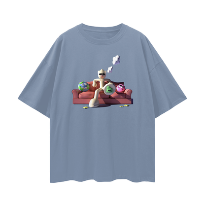 Clay Man On Couch Graphic Oversized T Shirt