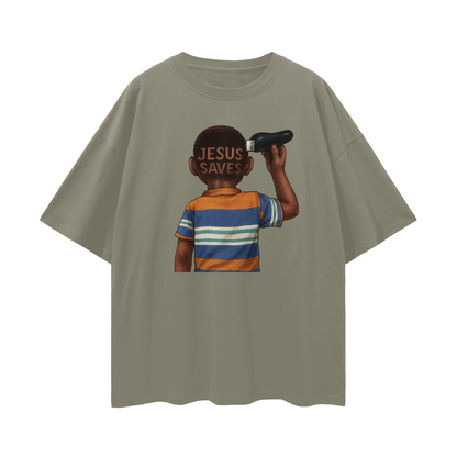 Vintage/Y2K Religious Jesus Saves Oversized T Shirt