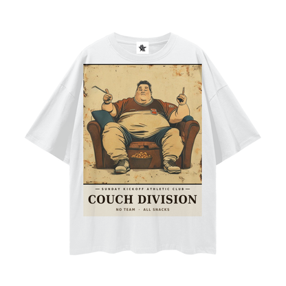 Sunday Kickoff Athletic Club Tee - Couch Division | Vintage Varsity Football Bootleg Oversized Tee