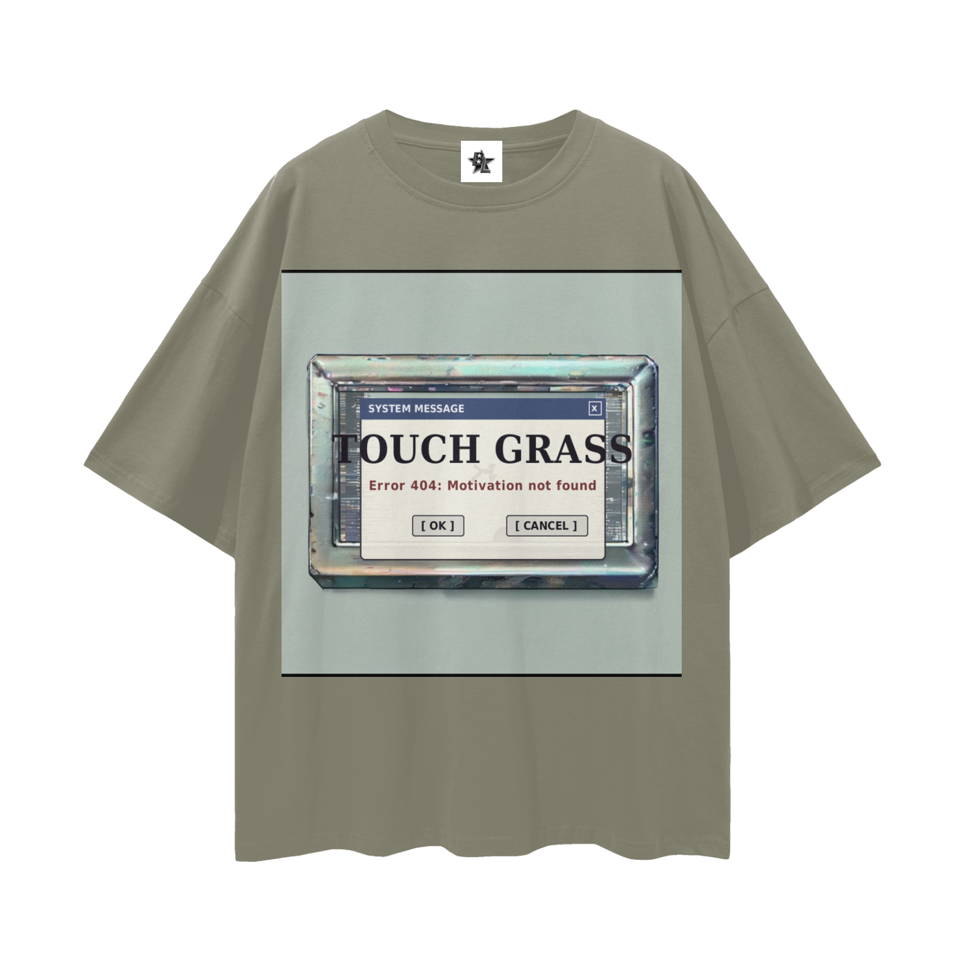 Touch Grass Error 404 Tee - Motivation Not Found | Y2K Early-Internet Oversized Graphic Tee