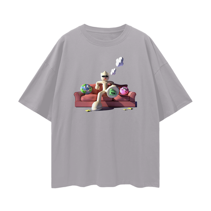 Clay Man On Couch Graphic Oversized T Shirt