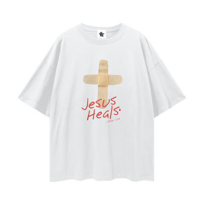 Religous Vintage/Y2K Jesus Heals Band Aid Oversized T Shirt
