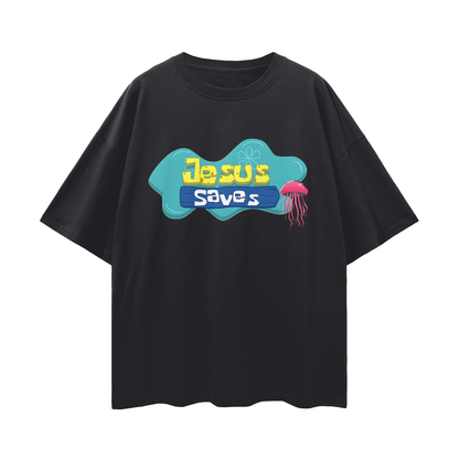 Religious Jesus Saves Spongebob Graphic Oversized T Shirt