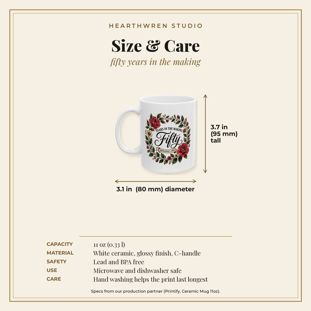 Fifty Years in the Making mug - specs care