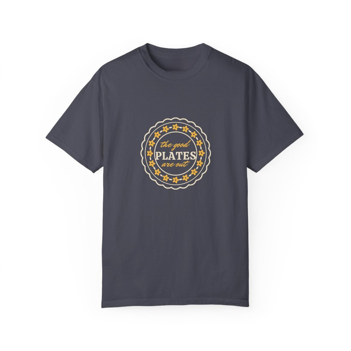 The Good Plates Are Out tee - front navy