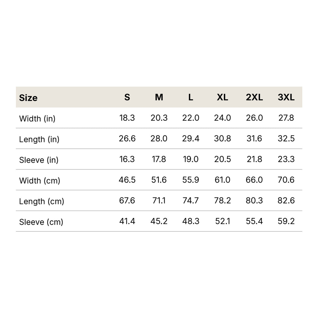 The Good Plates Are Out tee - size chart