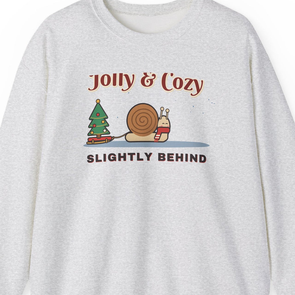 Jolly and Cozy Slightly Behind sweatshirt - closeup art