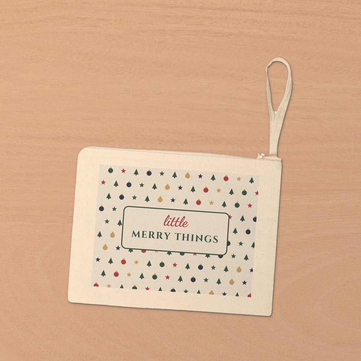 Little Merry Things pouch - styled wood
