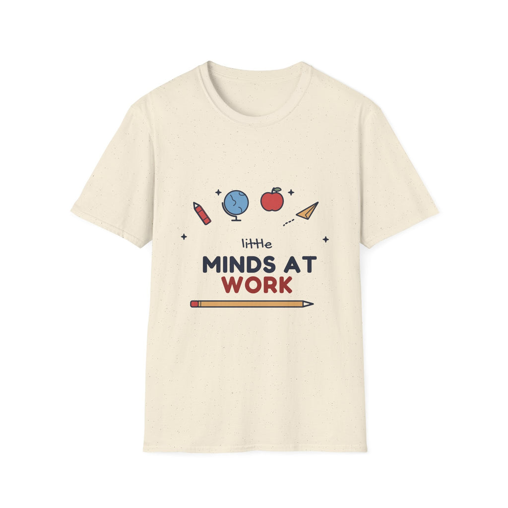 Little Minds at Work tee - front natural