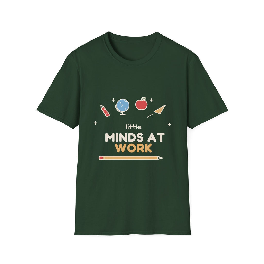 Little Minds at Work tee - front forest