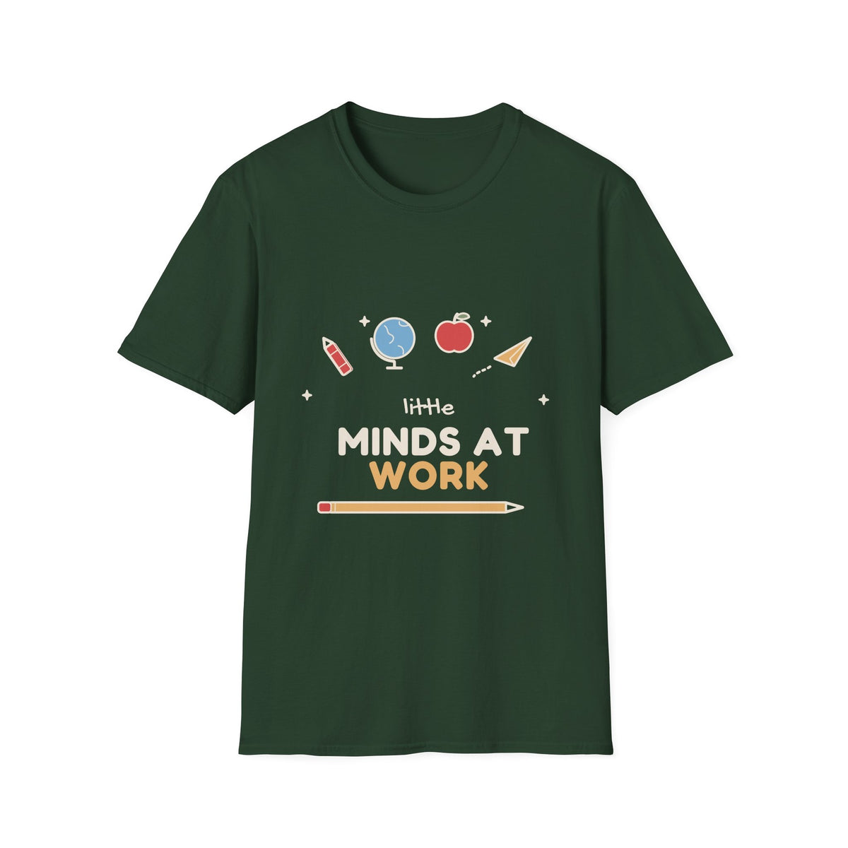 Little Minds at Work tee - front forest