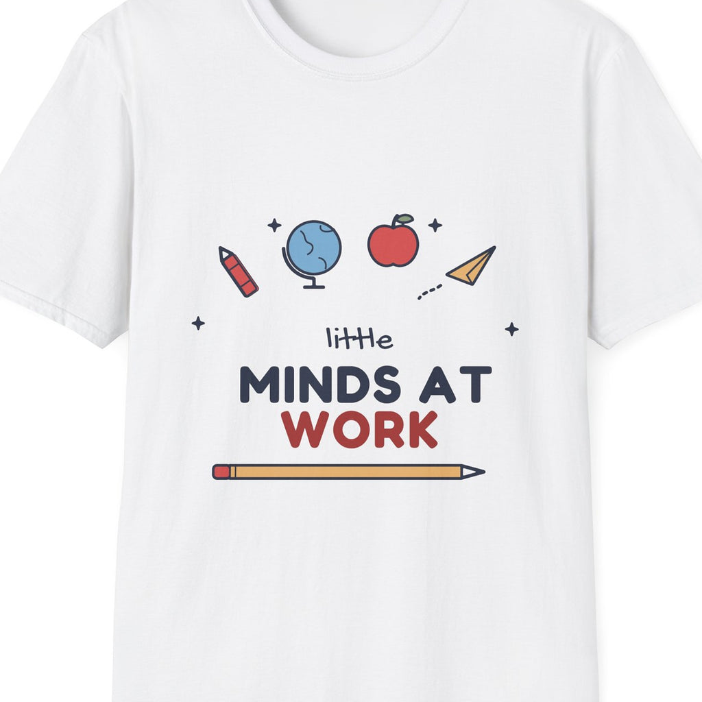 Little Minds at Work tee - closeup art