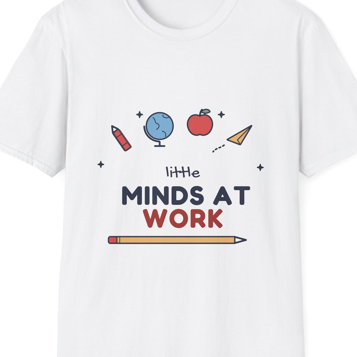 Little Minds at Work tee - closeup art