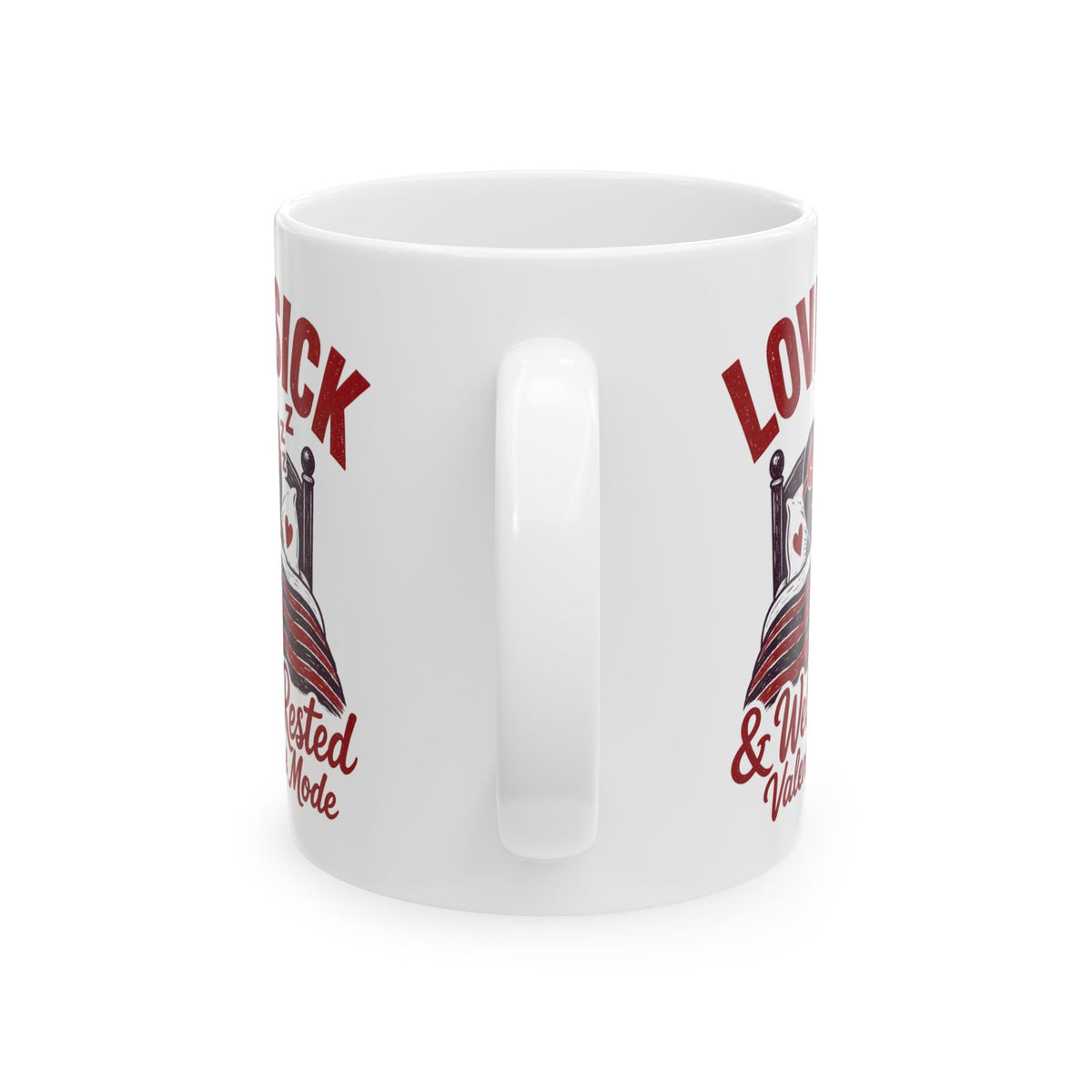 Lovesick and Well Rested mug - handle side