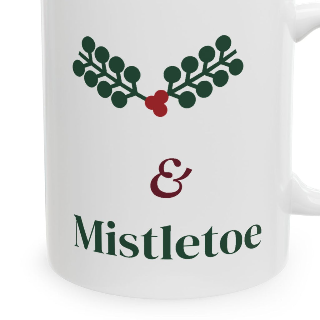 Merlot and Mistletoe Christmas mug - closeup right