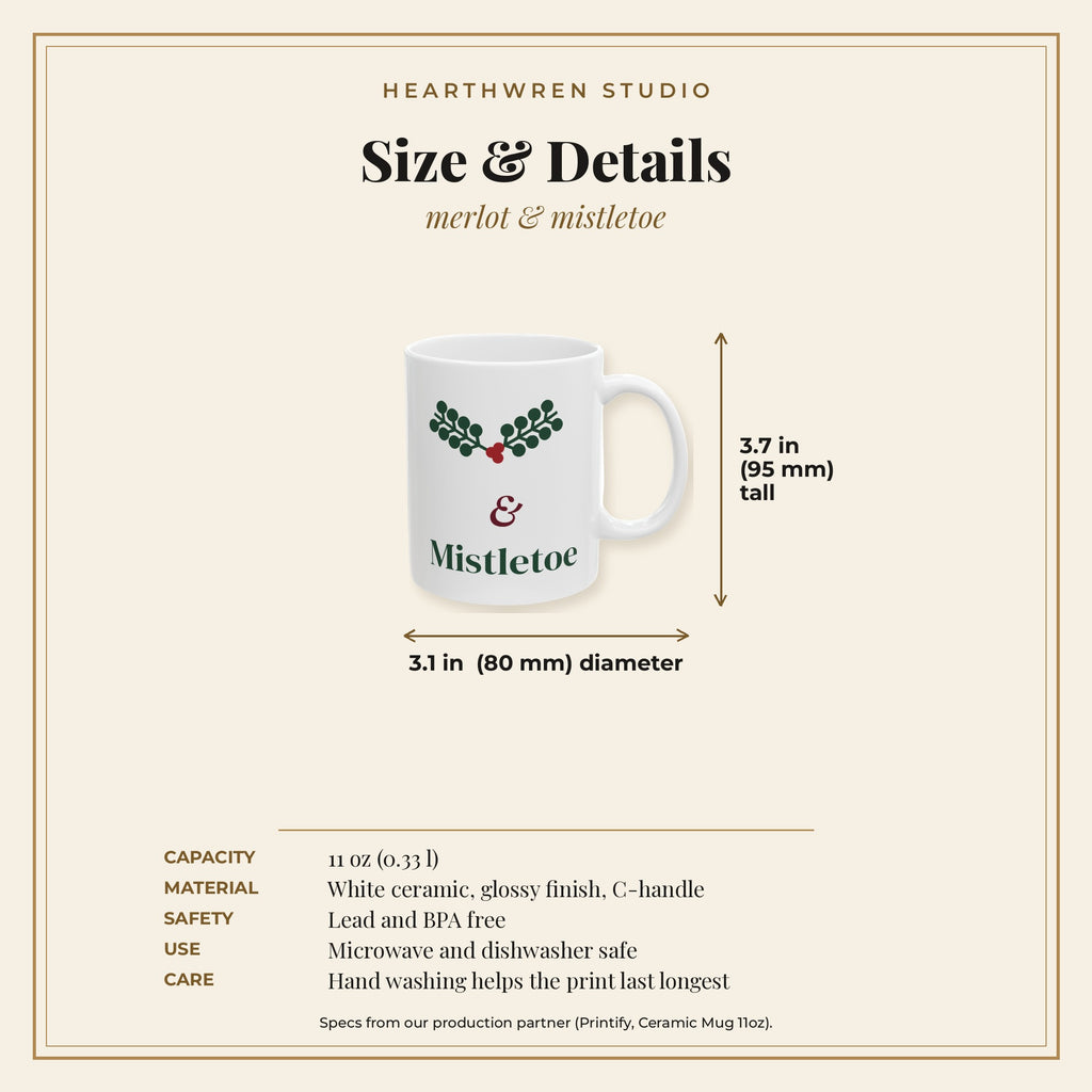 Merlot and Mistletoe Christmas mug - specs