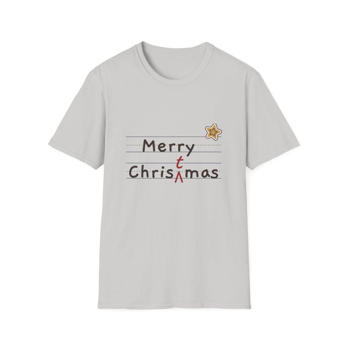 Merry Christmas Red Pen tee - front ice grey
