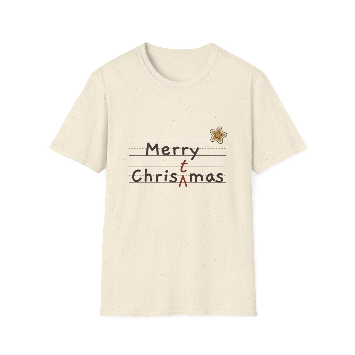Merry Christmas Red Pen tee - front natural