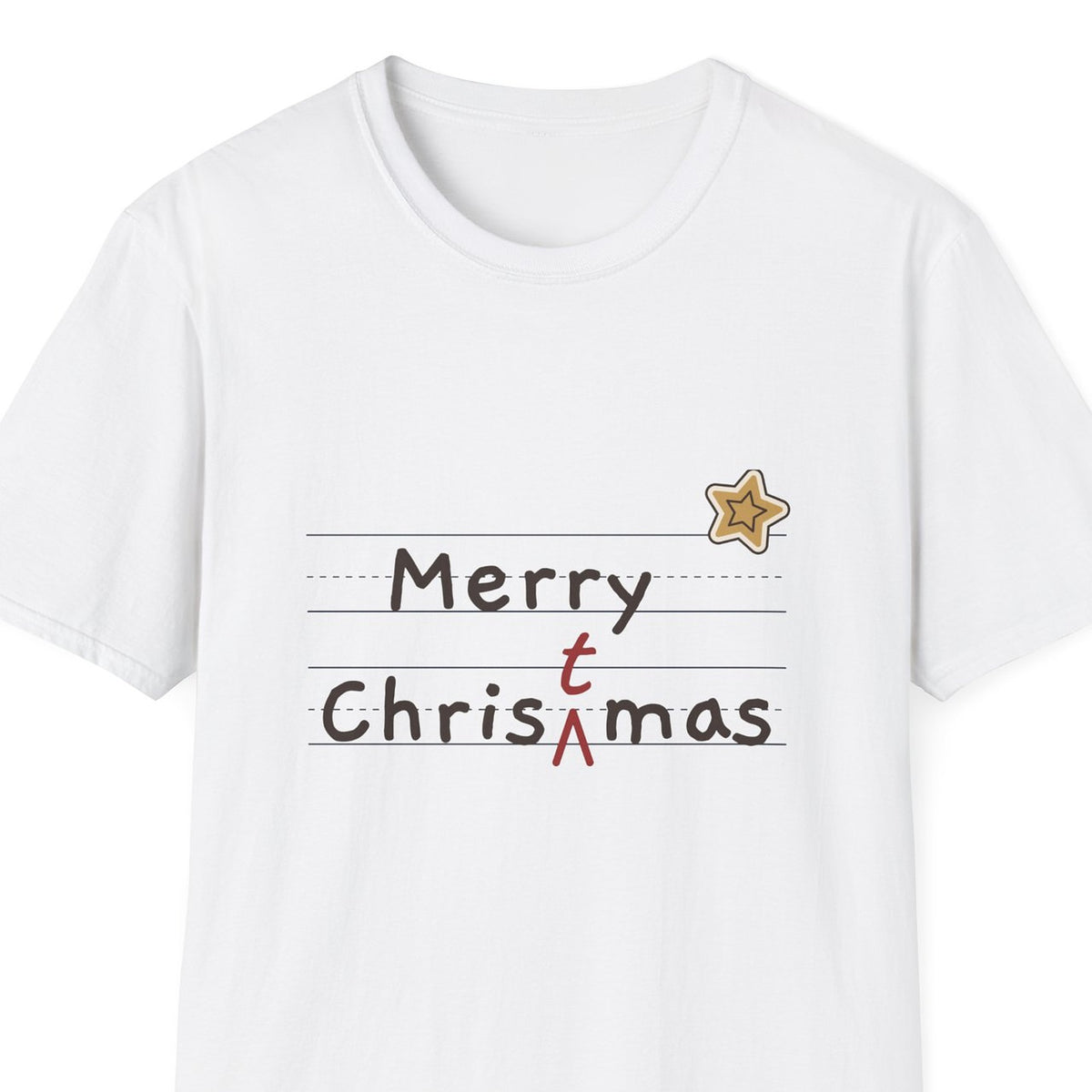 Merry Christmas Red Pen tee - closeup art