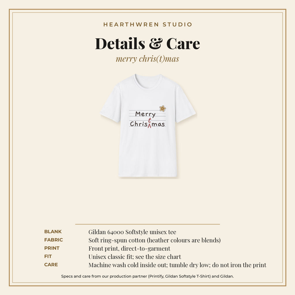 Merry Christmas Red Pen tee - care