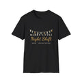 Merry Little Night Shift nurse tee - front black