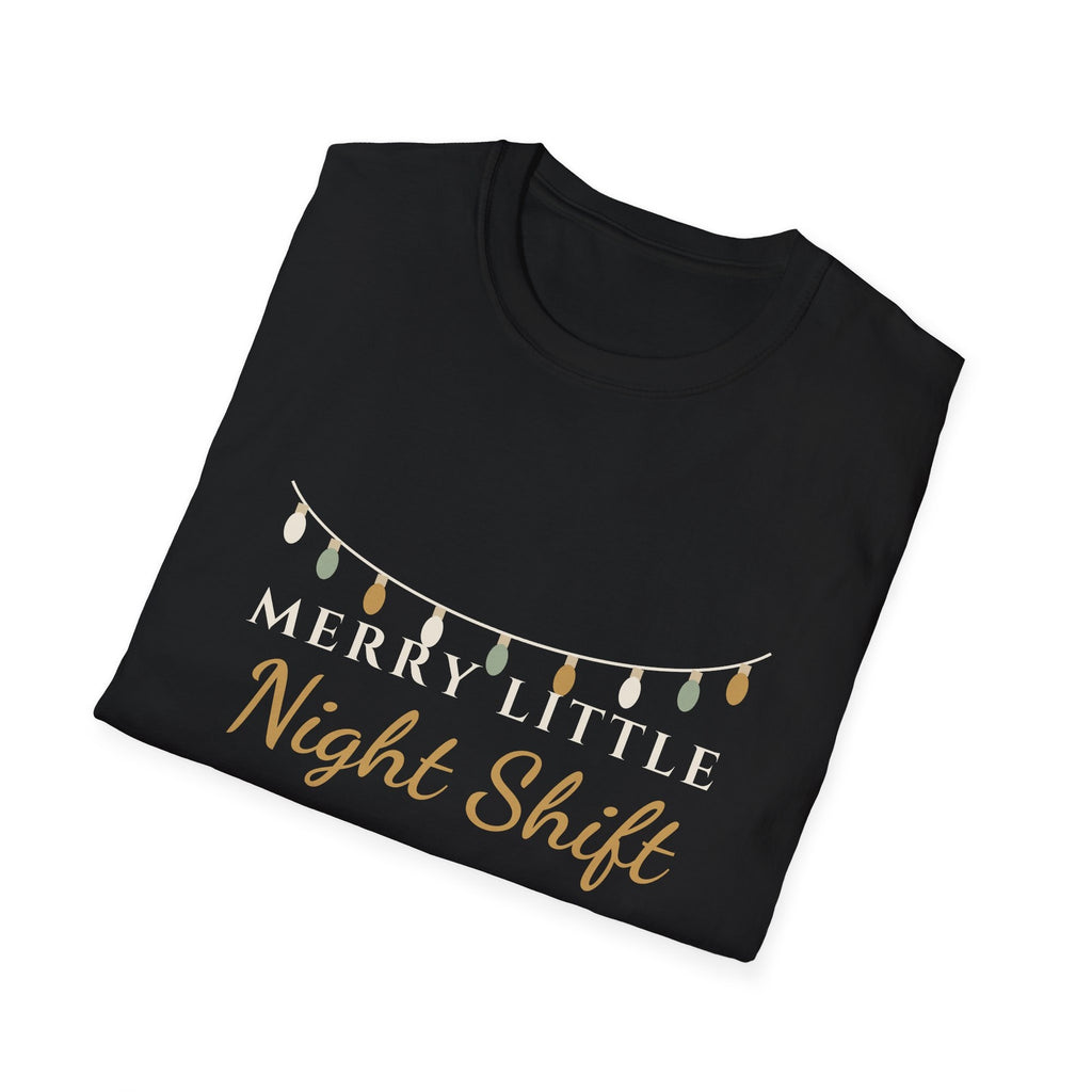 Merry Little Night Shift nurse tee - folded