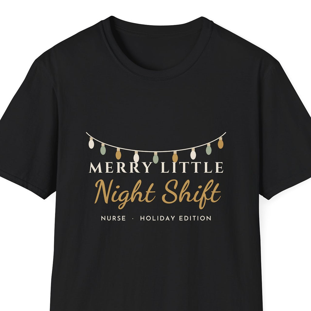 Merry Little Night Shift nurse tee - closeup art