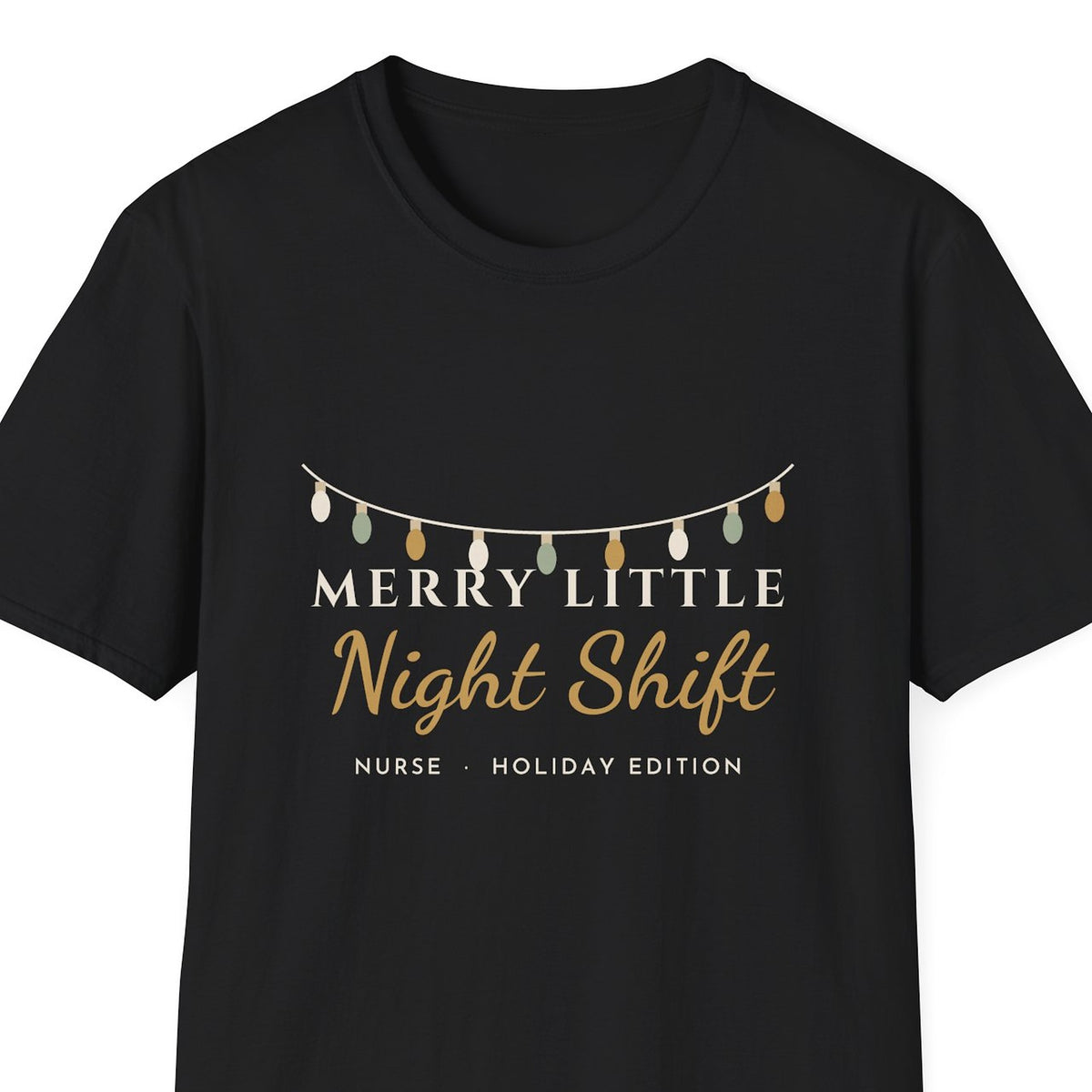Merry Little Night Shift nurse tee - closeup art