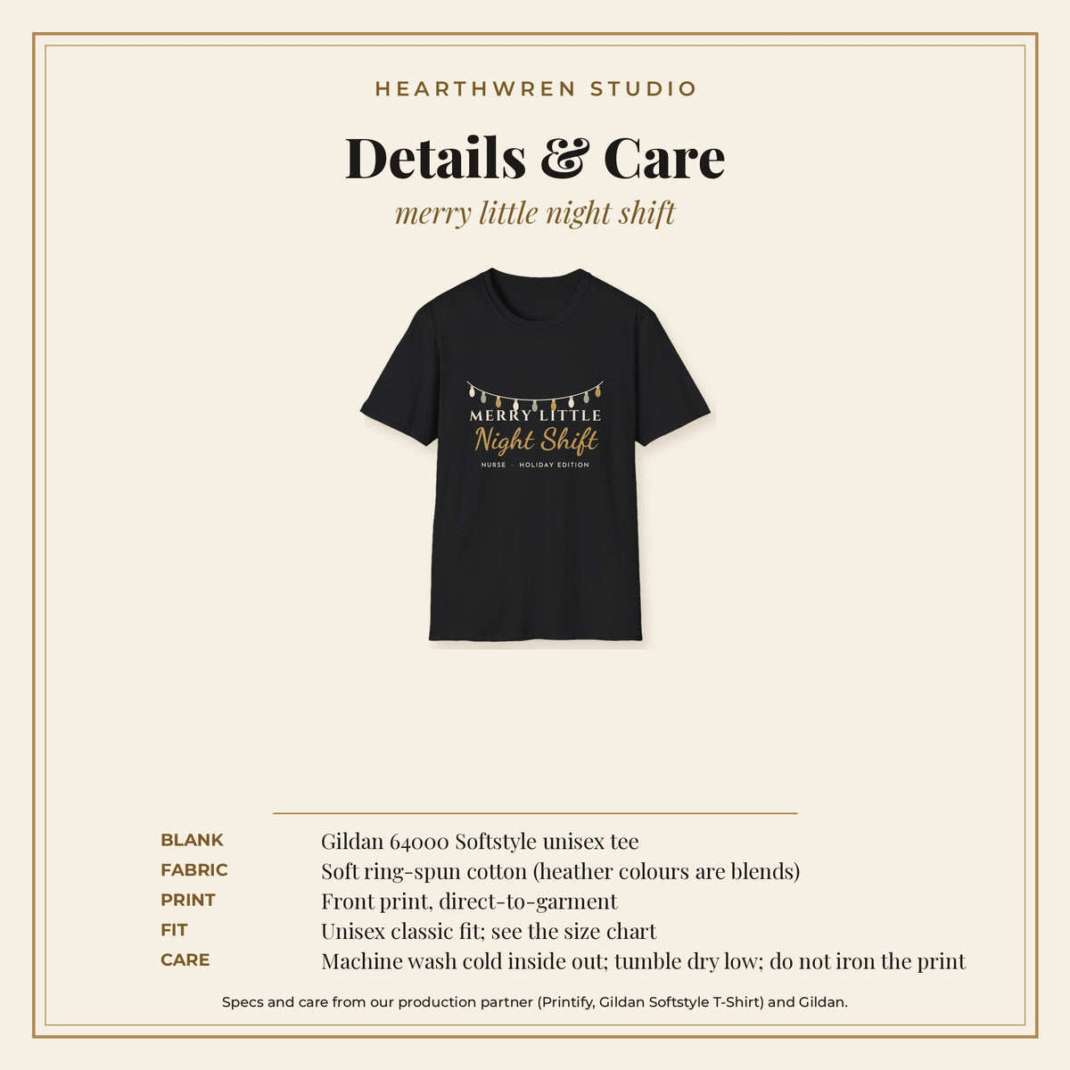 Merry Little Night Shift nurse tee - specs