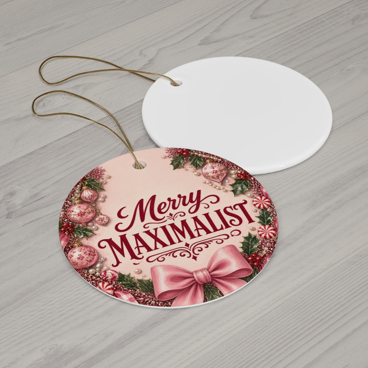 Merry Maximalist ornament - flat wood