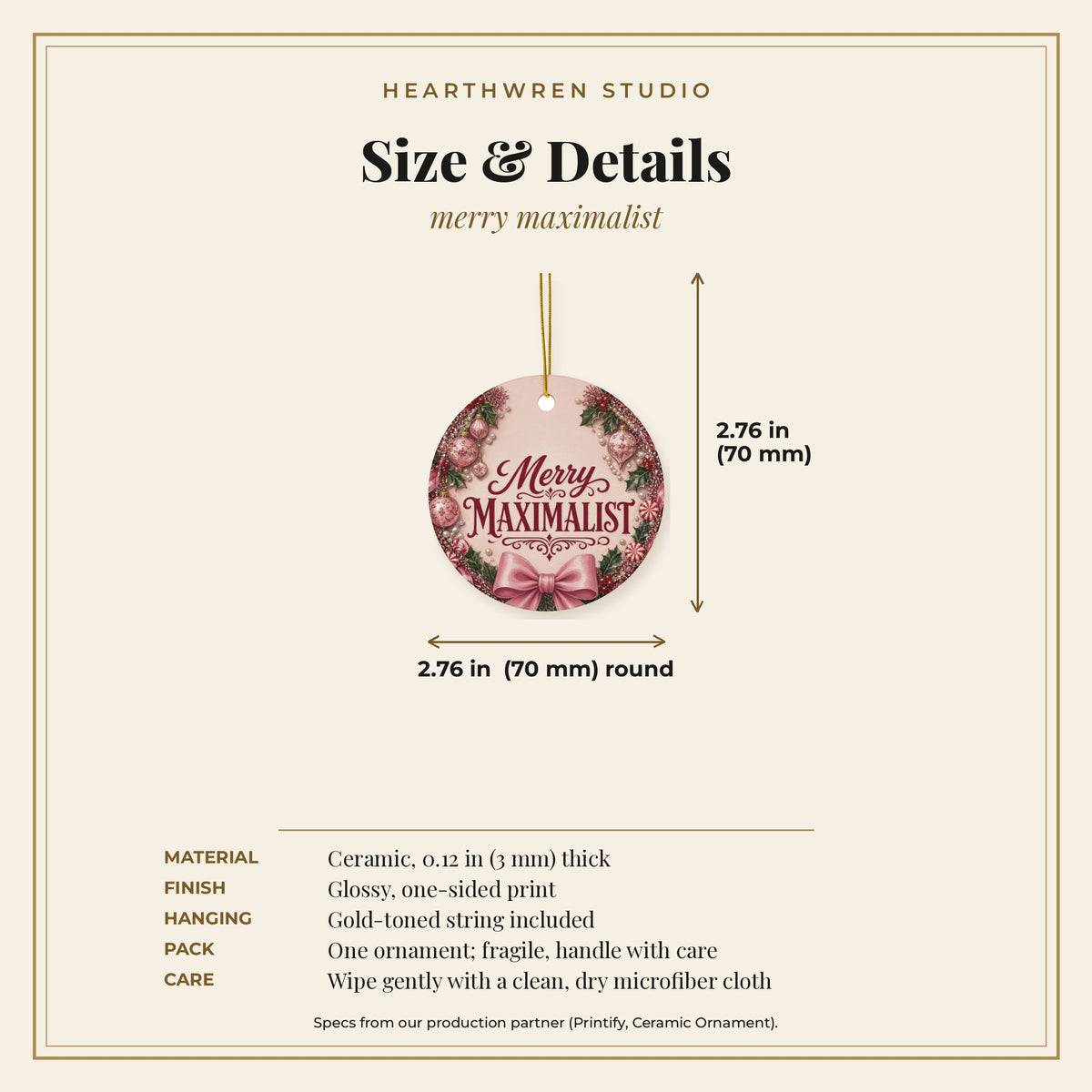 Merry Maximalist ornament - specs