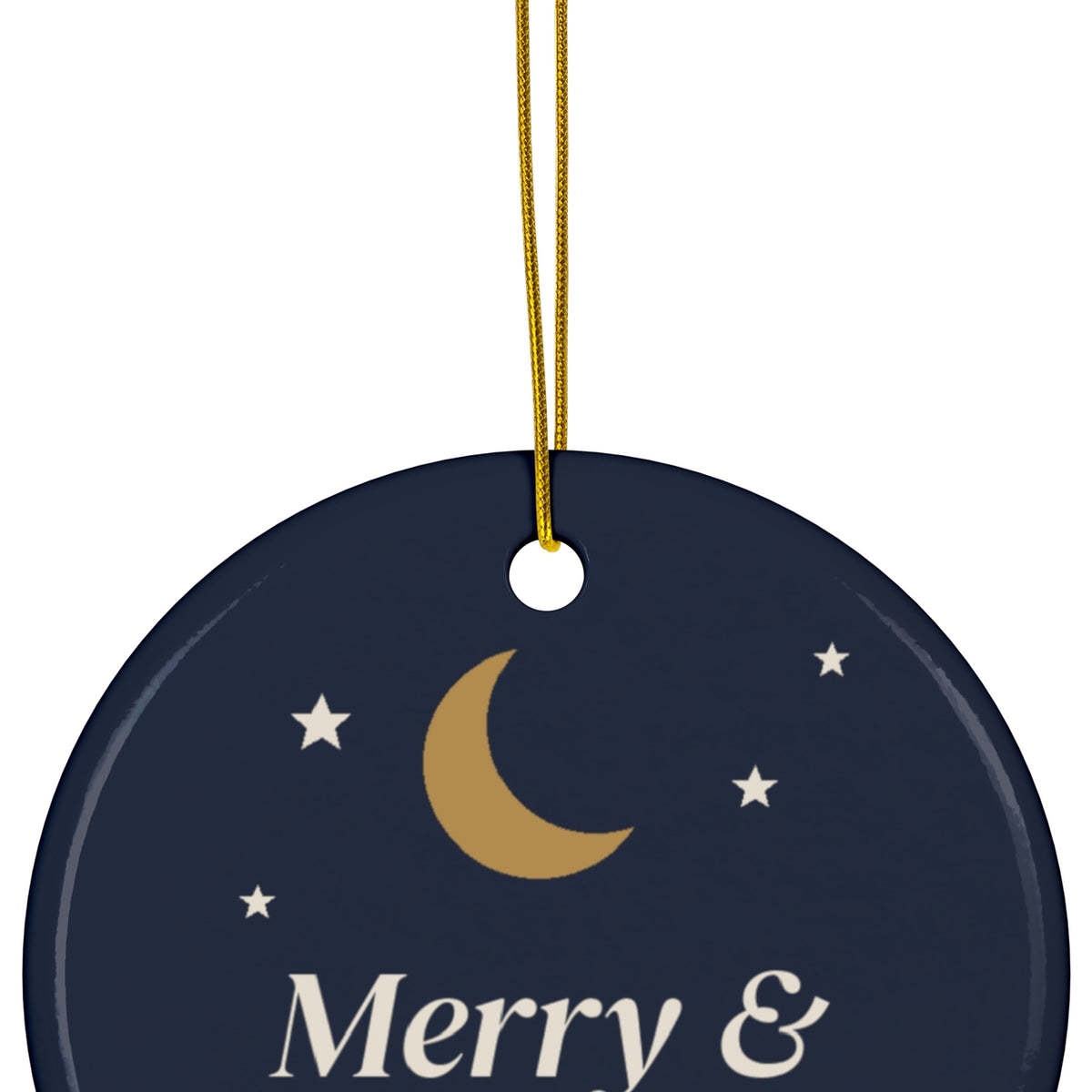 Merry and Mostly Rested Christmas ornament - closeup string
