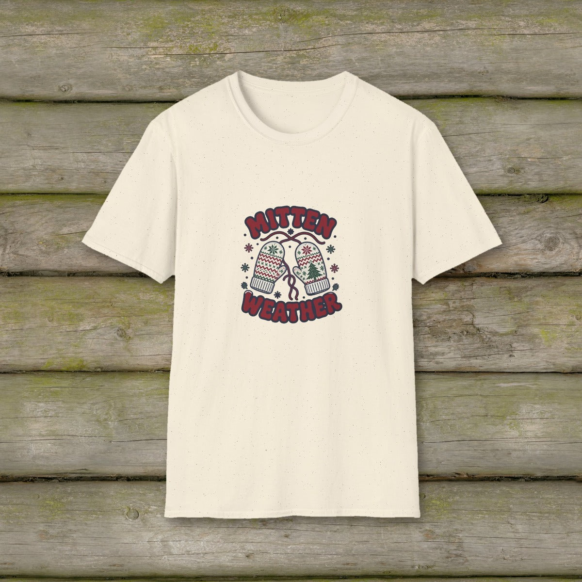 Mitten Weather tee - styled natural beam wall 01