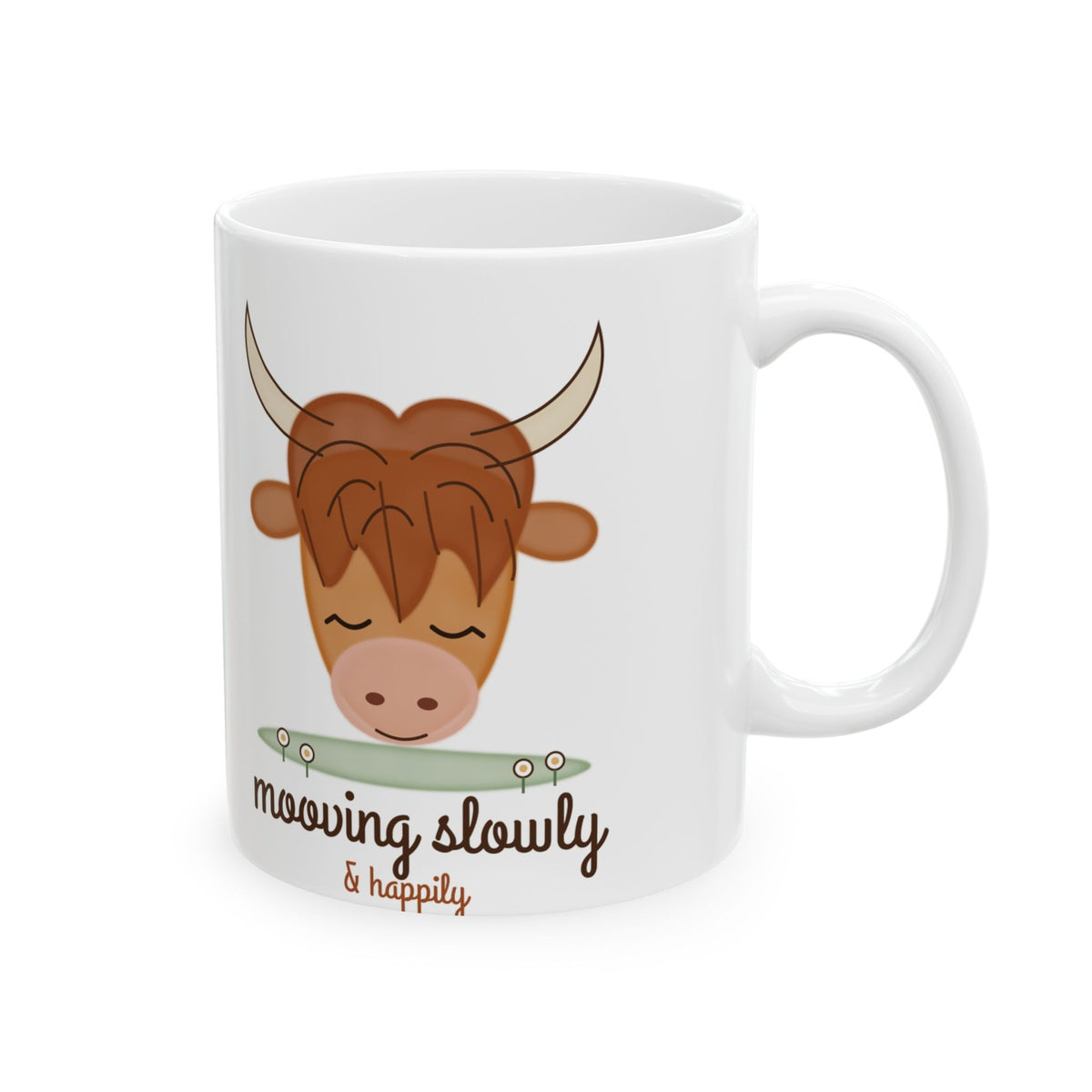 Mooving Slowly highland cow mug - right
