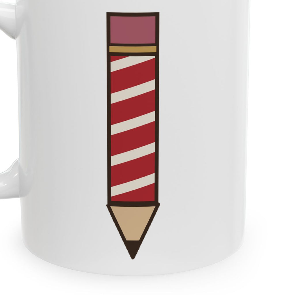 Peppermint and Pop Quizzes teacher mug - closeup left
