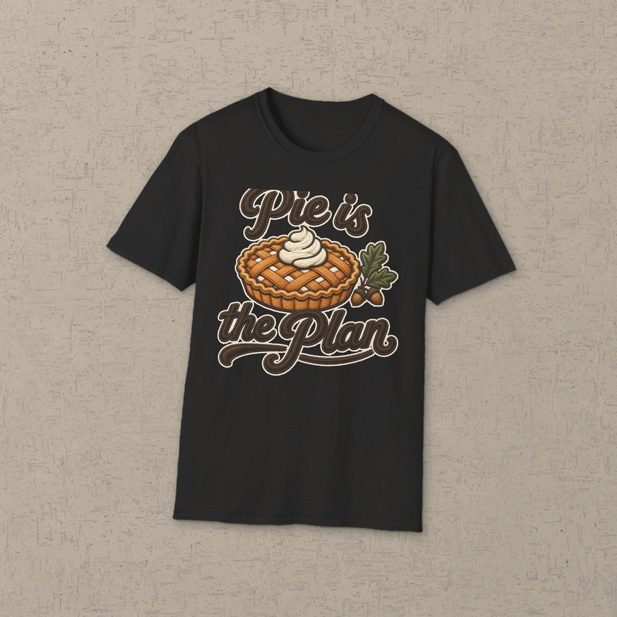 Pie Is the Plan tee - styled plastered wall