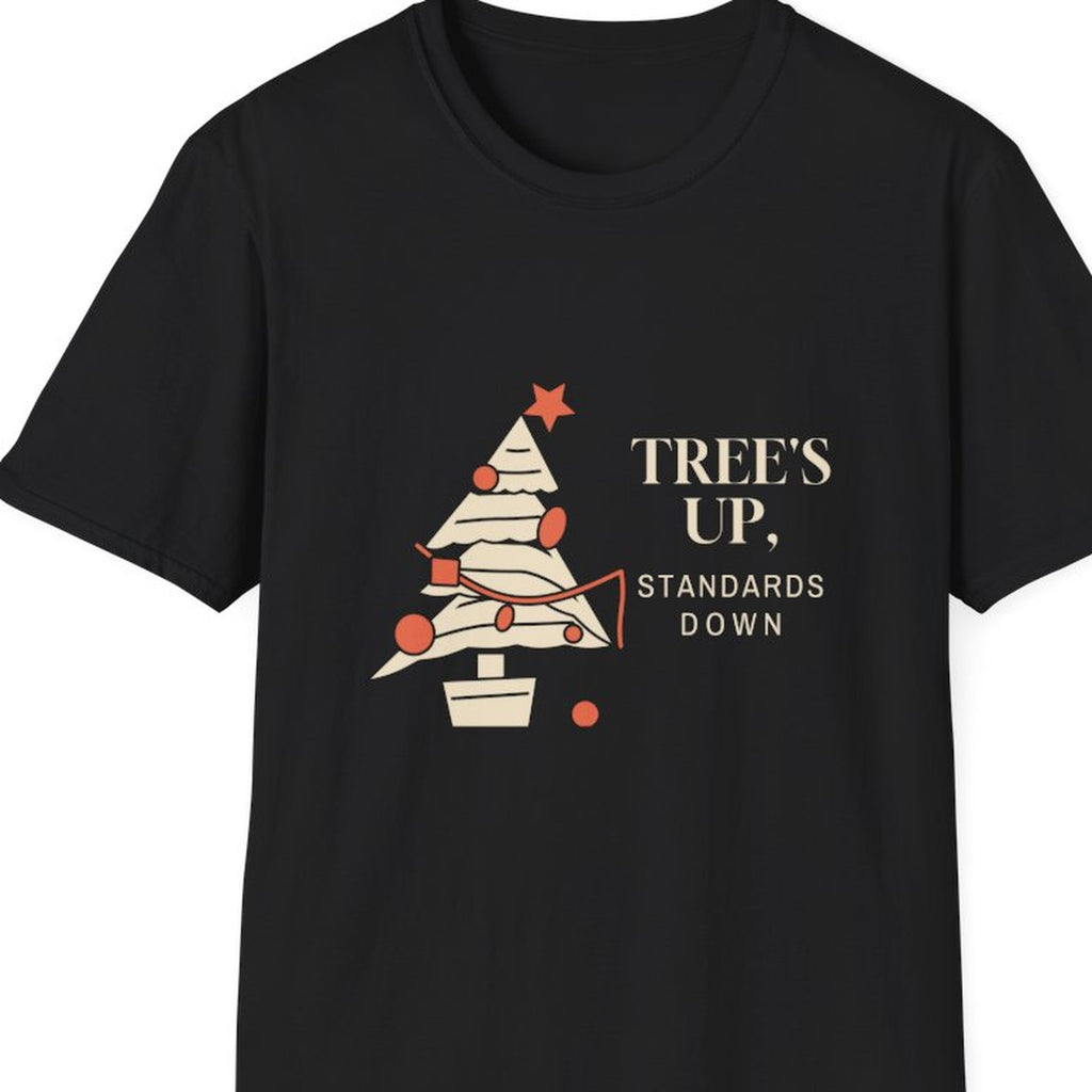 Trees Up Standards Down tee - closeup black 1.55x
