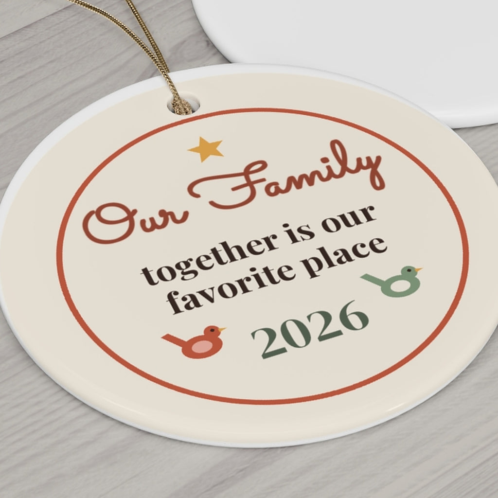 Our Family 2026 ornament design detail close-up