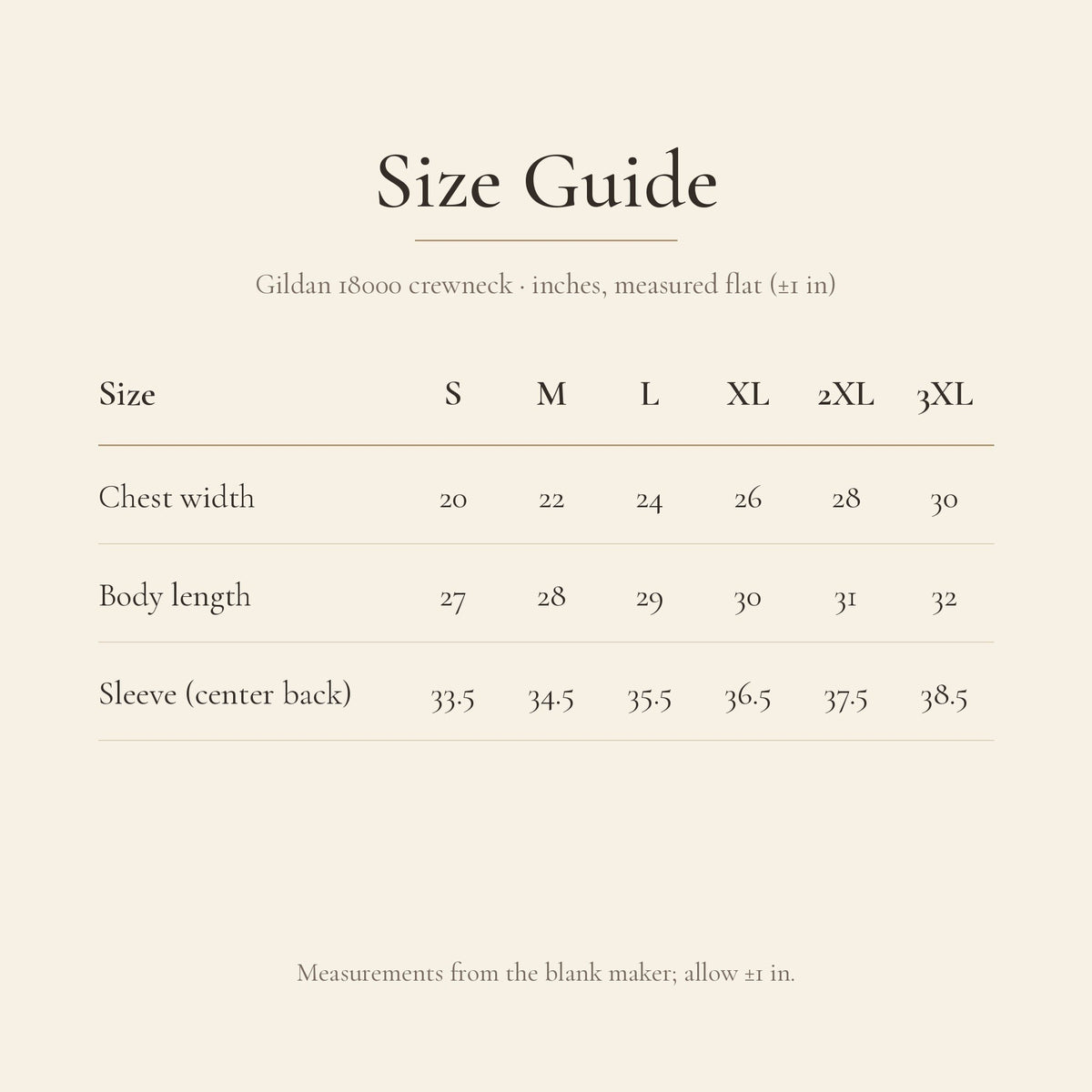 P330 size chart