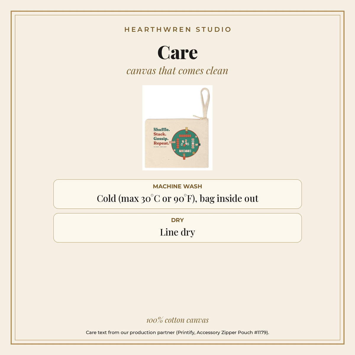 Shuffle Stack Gossip Repeat pouch care card