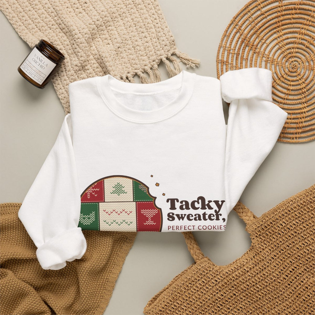 Folded crewneck flat lay