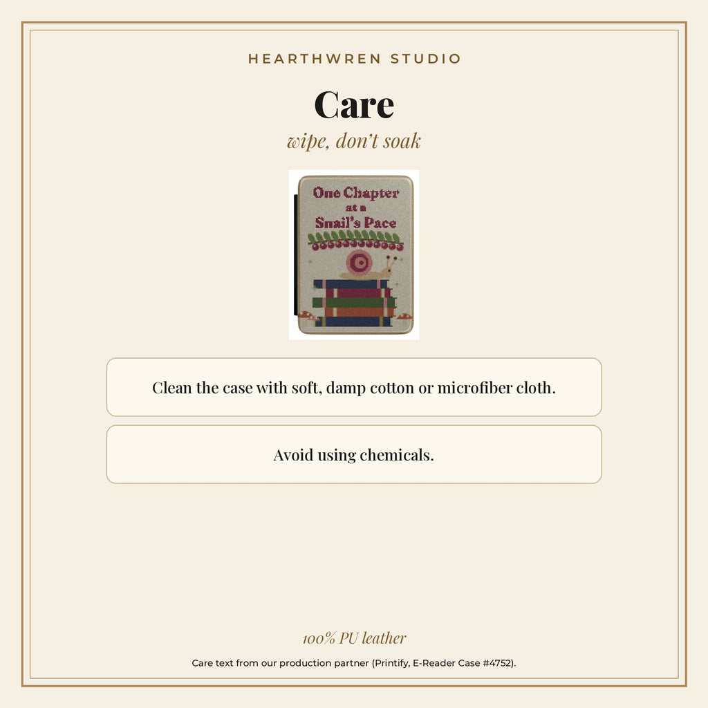 Snail's Pace e-reader case care card