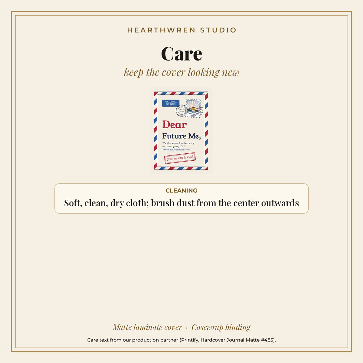 Dear Future Me journal care card