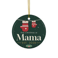 Mama Est 2026 ceramic ornament, circle, front