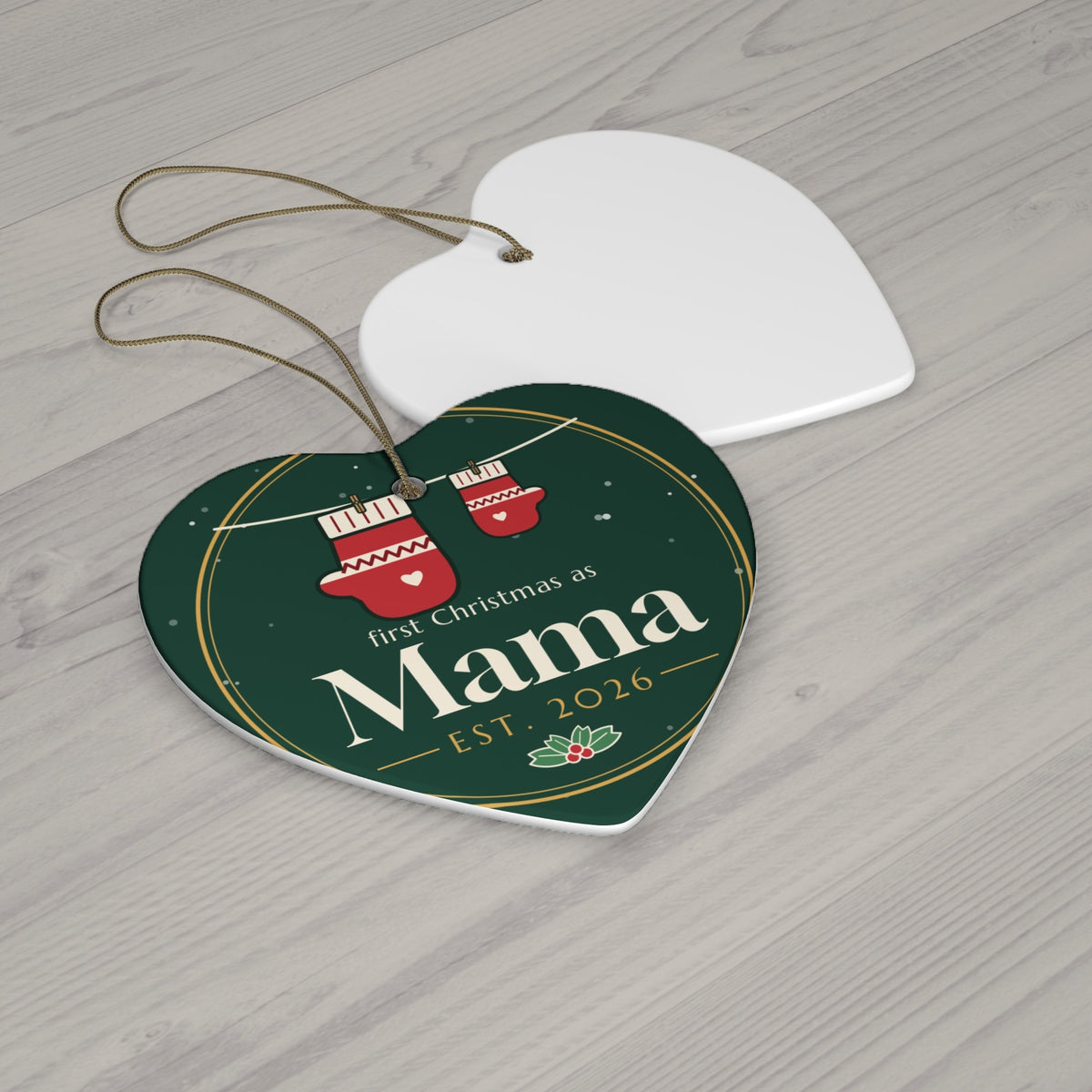 Mama ornament heart flat lay