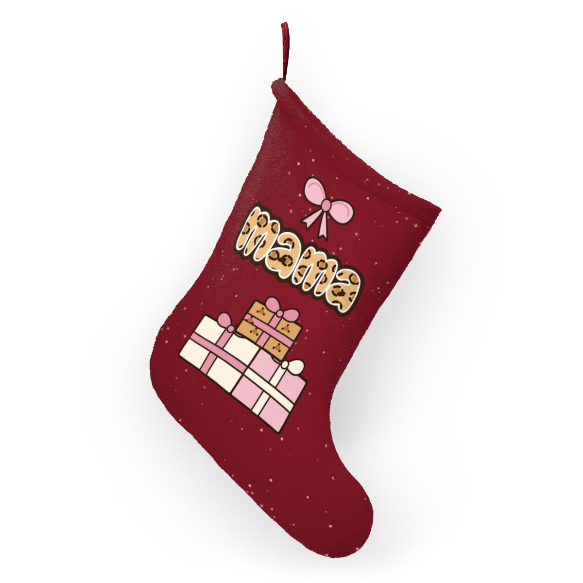 Leopard mama stocking hanging